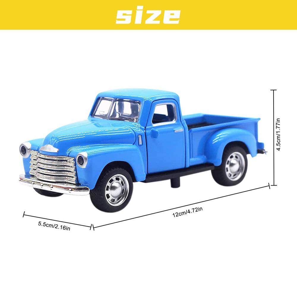 agsixzlan little blue truck toy-vintage truck 1:32 alloy car model, boys girls toy car decoration metal vehicle with movable 