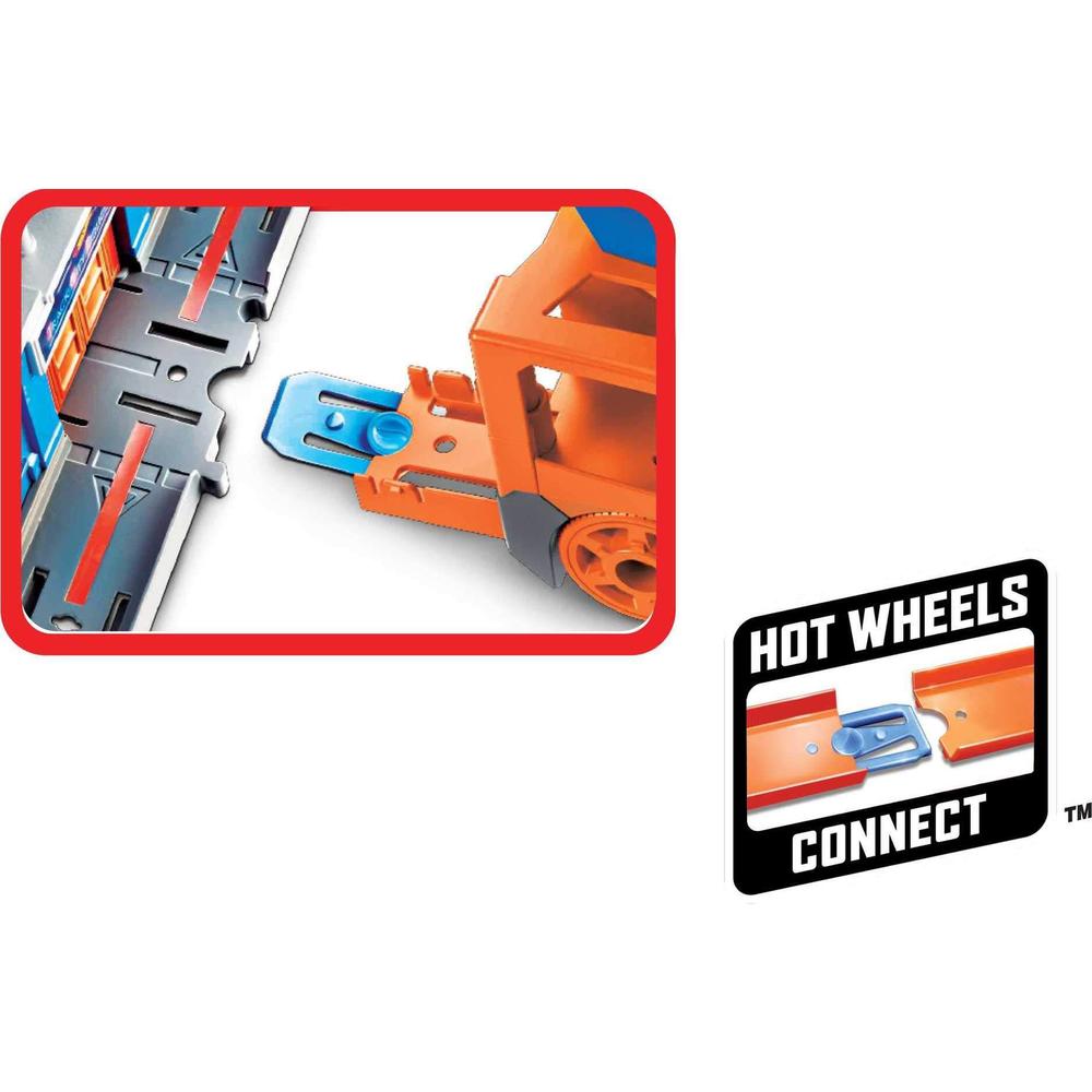 hot wheels toy car shark chomp transporter & 1:64 scale car, connects to hot wheels track & stores 5 scale vehicles