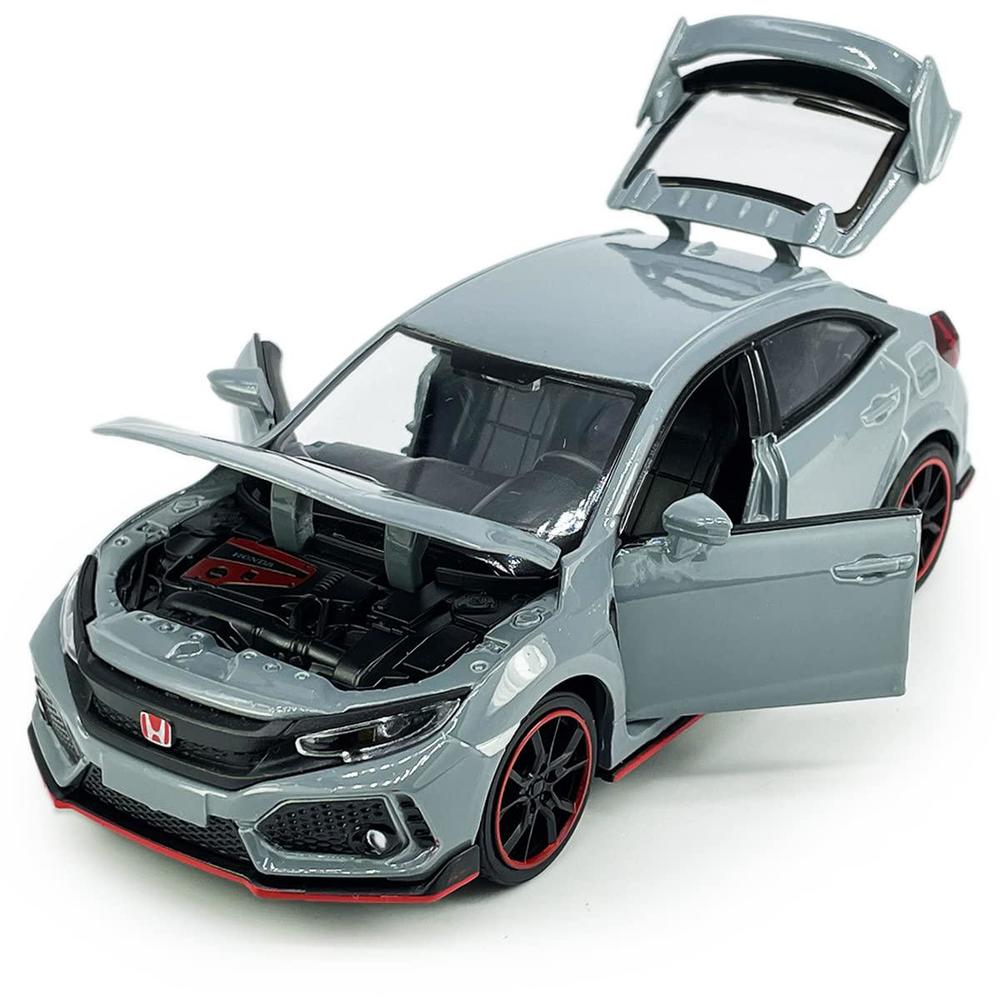 Metanyl civic type r toy car hatchback sports diecast model car 1/32 scale metal pull back vehicles doors open light sound alloy cast