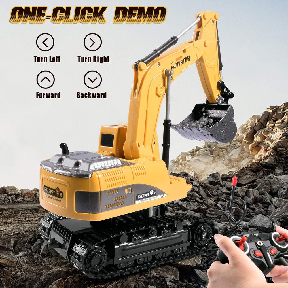 id gerilla remote control excavator toy, rc excavators - metal shovel digger vehicles with lights sounds and 360 rotation dig