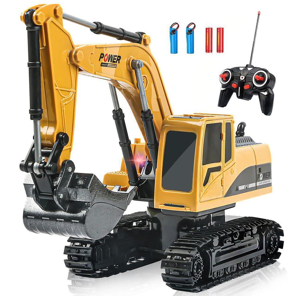 id gerilla remote control excavator toy, rc excavators - metal shovel digger vehicles with lights sounds and 360 rotation dig