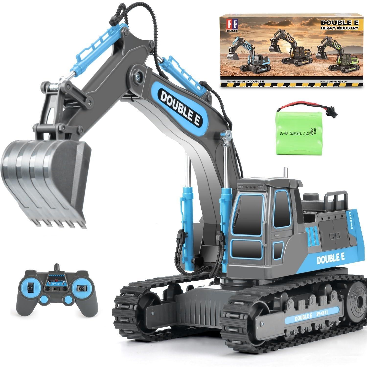 double e remote control excavator toy digger hydraulic construction vehicles rc trucks toys for boys girls kids 3 4 5 6 7 8 9