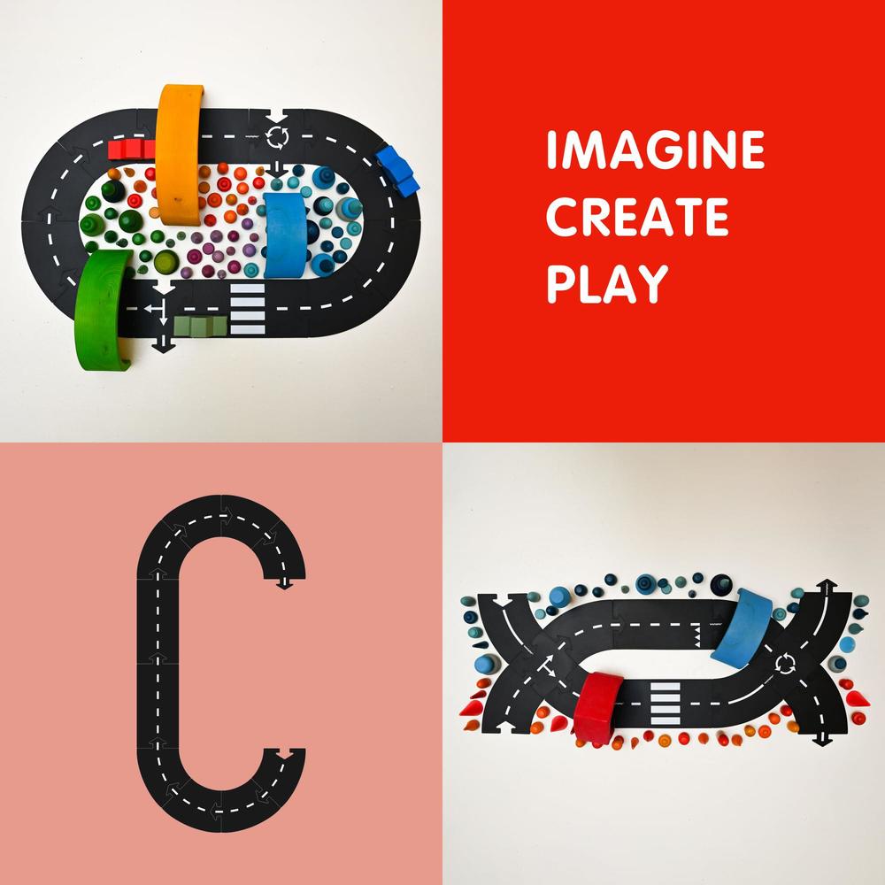 waytoplay's ring road - flexible toy road set, 12 pieces. the original since 2003. made in europe.