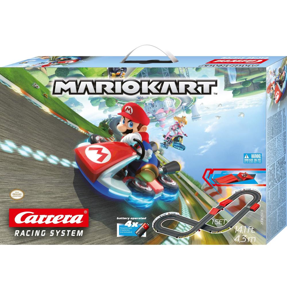 carrera go!!! 63503 official licensed mario kart battery operated 1:43 scale slot car racing toy track set with jump ramp fea
