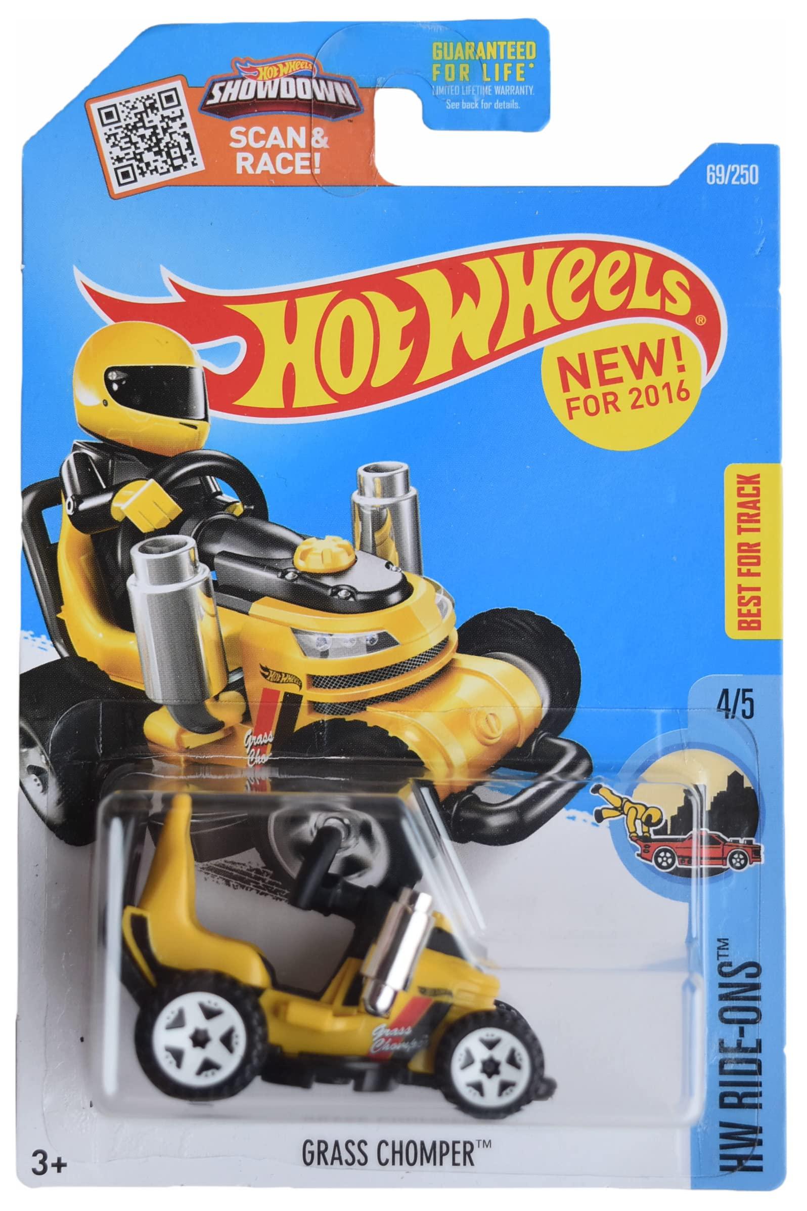 hot wheels grass chomper - ride ons 4/5 yellow 69/250