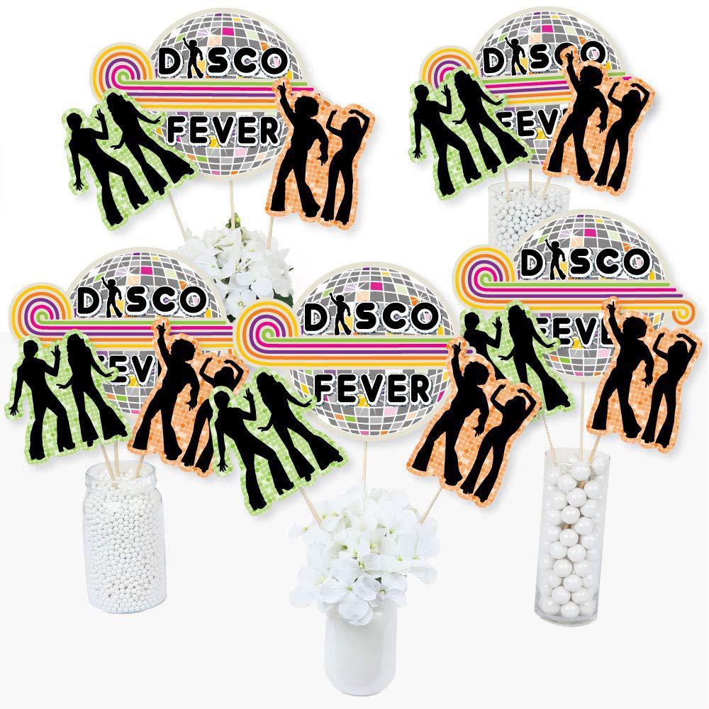 Big Dot of Happiness 70's disco - 1970s disco fever party centerpiece sticks - table toppers - set of 15