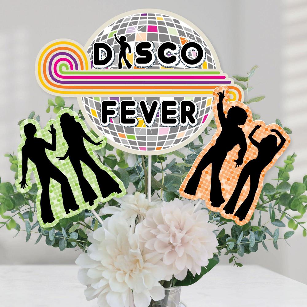 Big Dot of Happiness 70's disco - 1970s disco fever party centerpiece sticks - table toppers - set of 15