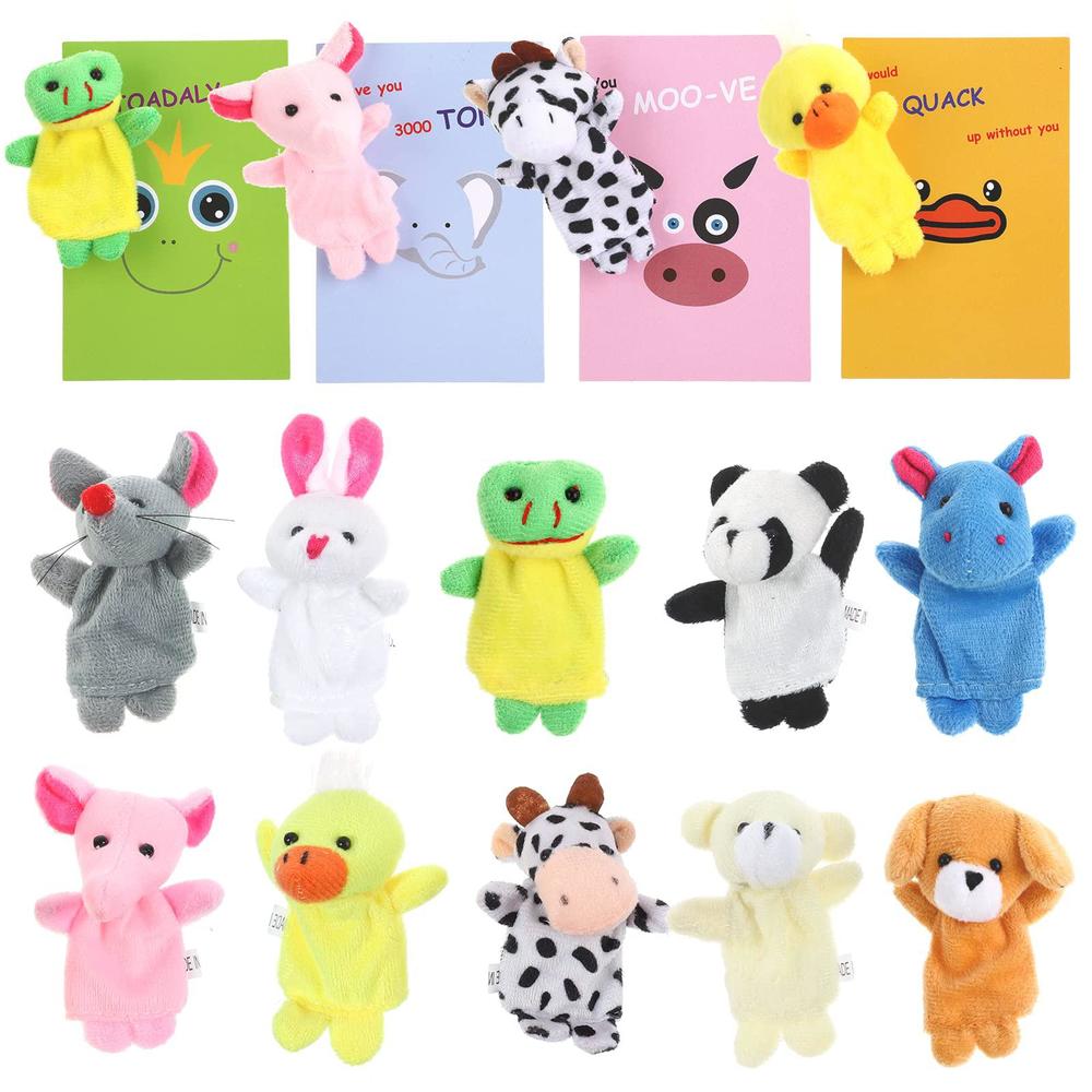 BILLMOSS valentines day finger puppets with greeting cards, 20 pack plush animal puppets toys for kids school gift exchange by billmos