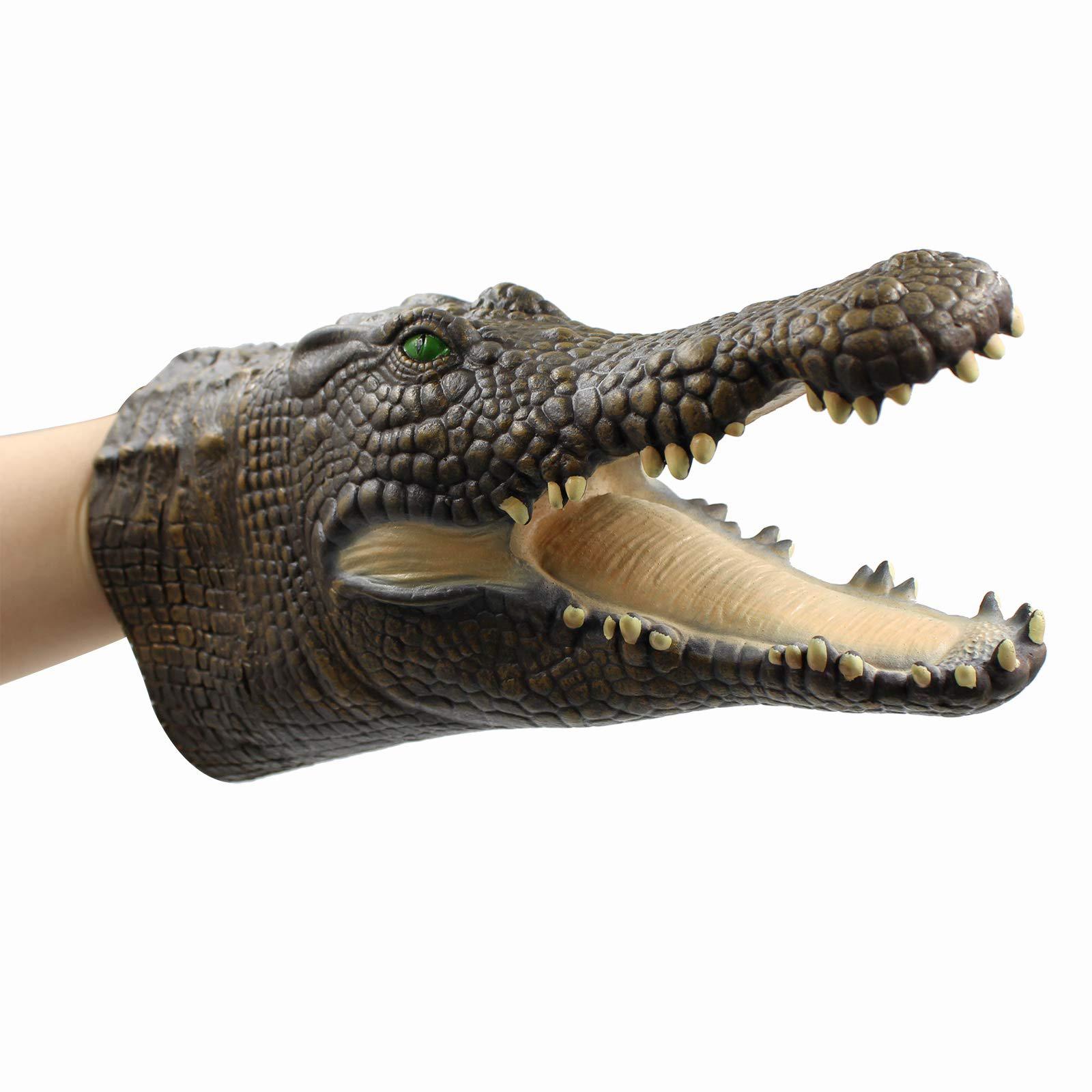 yolococa alligator puppet crocodile head puppets realistic soft latex rubber animal glove hand puppet for kids