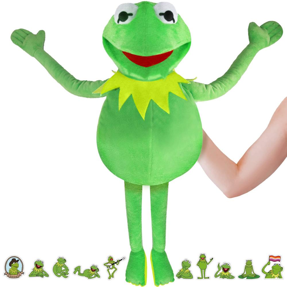 NICERINC kermit frog puppet, the muppet show, soft hand frog stuffed plush toy with 50 pcs kermit frog stickers, halloween christmas t