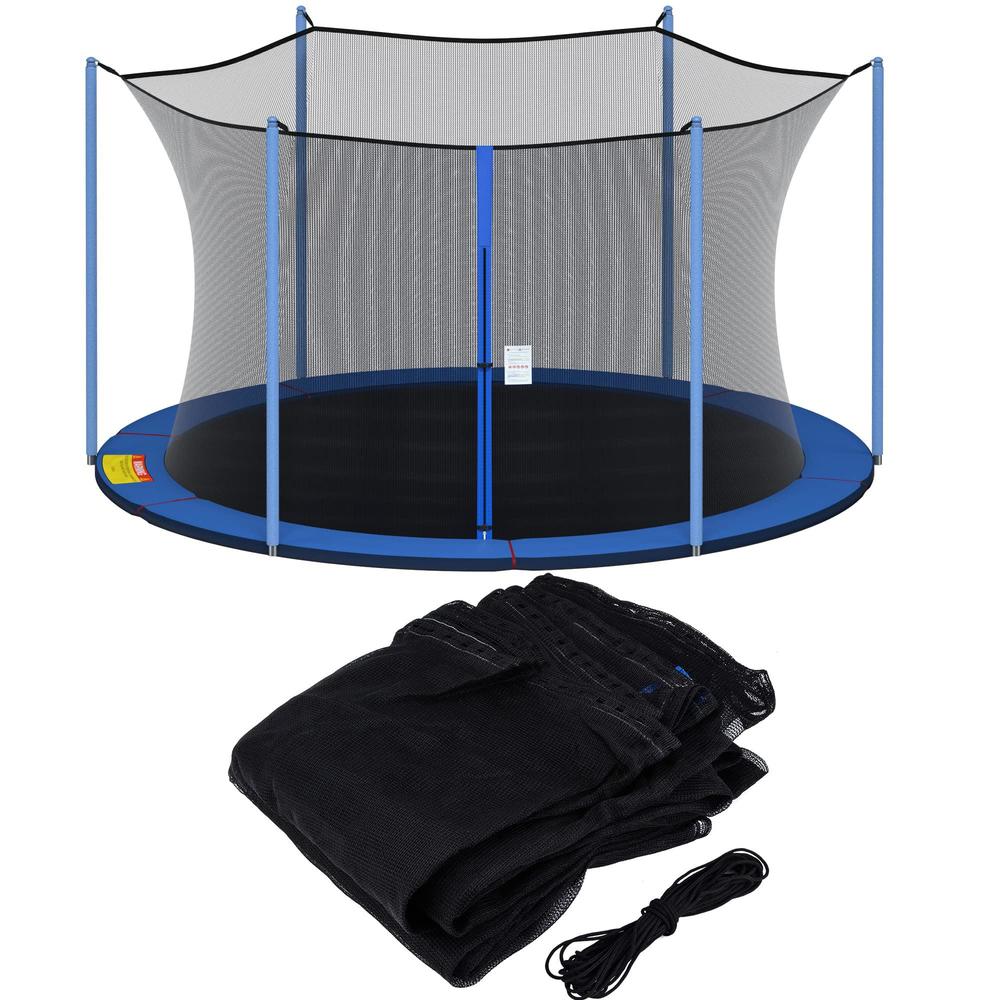 sportyouth trampoline replacement safety enclosure net for 14ft round frame trampolines w/ 4 poles, breathable weather-resist