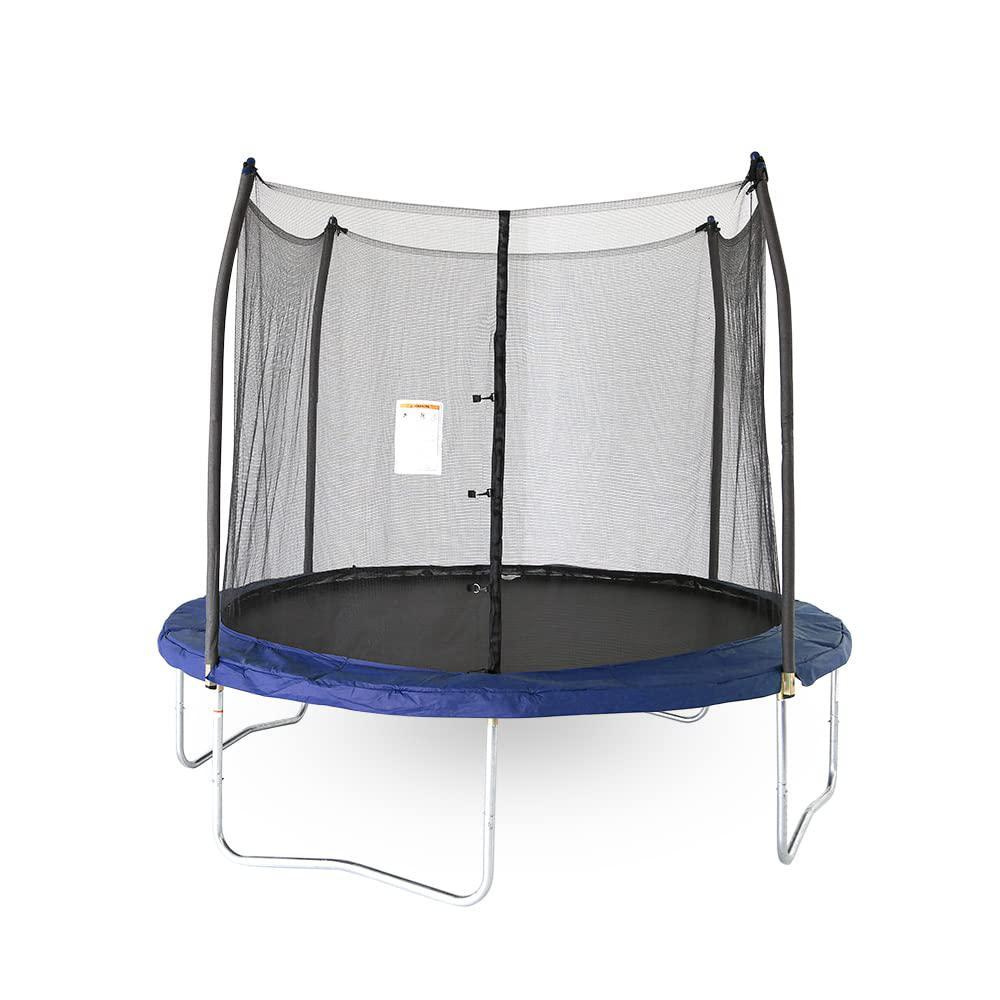 skywalker trampolines 10 -foot round trampoline and enclosure with spring, blue