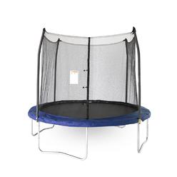 SKYWALKER TRAMPOLINES 10 FT Round, Outdoor Trampoline for Kids with Enclosure Net Basketball Hoop, Spring Pad Cover, ASTM Approv