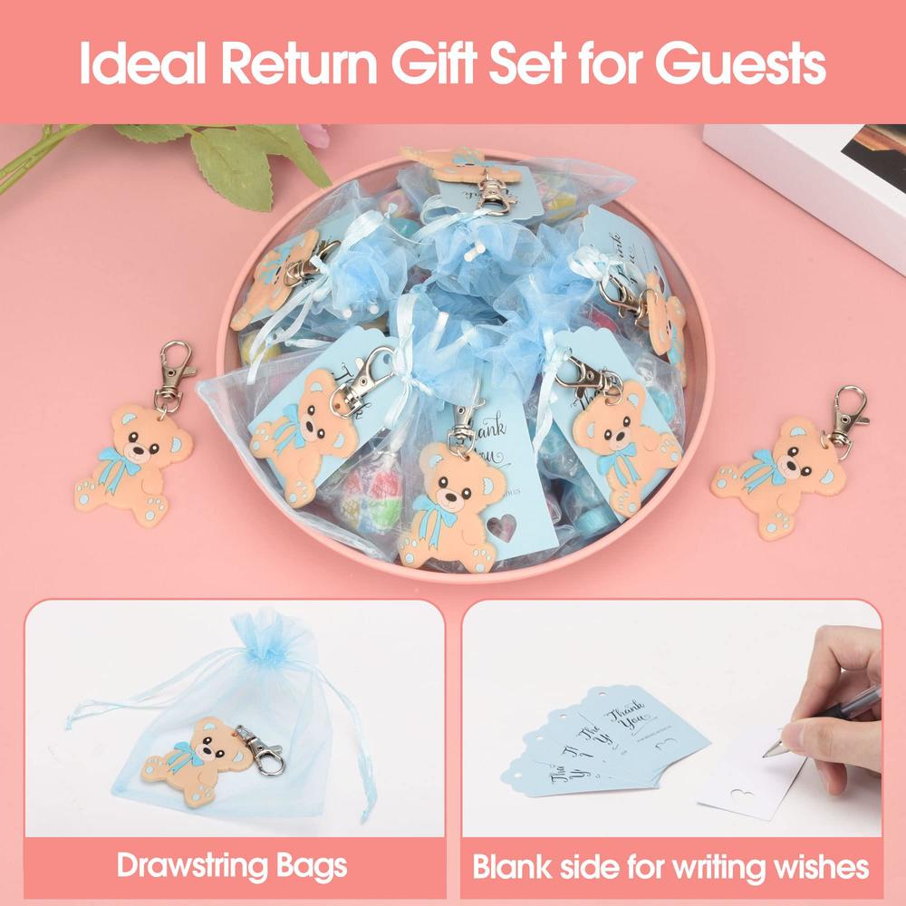 rektak baby shower favors, 40 sets guest return gifts include animal  keychain, organza bags and thank you tags for party favors baby