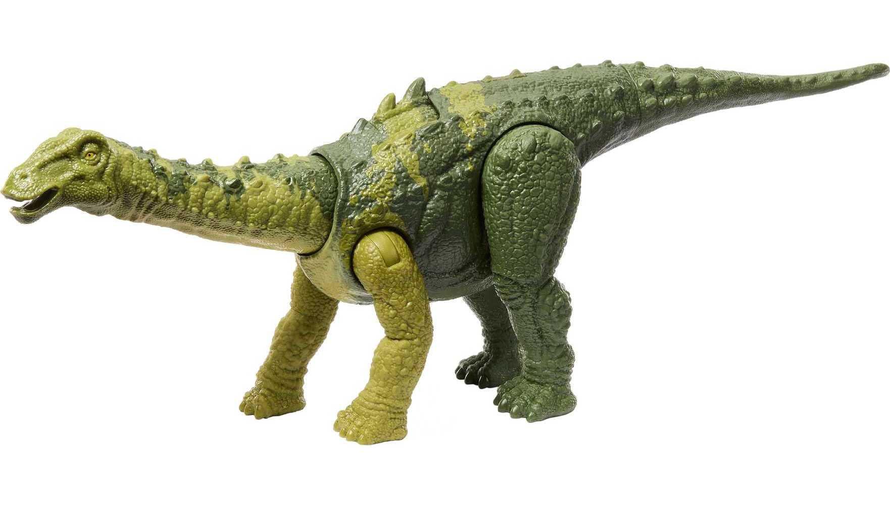 Mattel jurassic world dinosaur toy nigersaurus with roar sound & attack action, wild roar posable figure, physical & connected digit