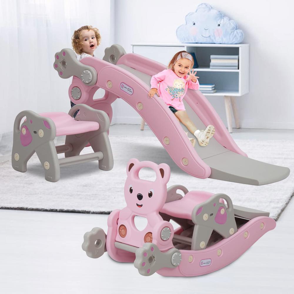 Kintness 5-in-1 indoor slide for toddlers - portable kids slide set ...