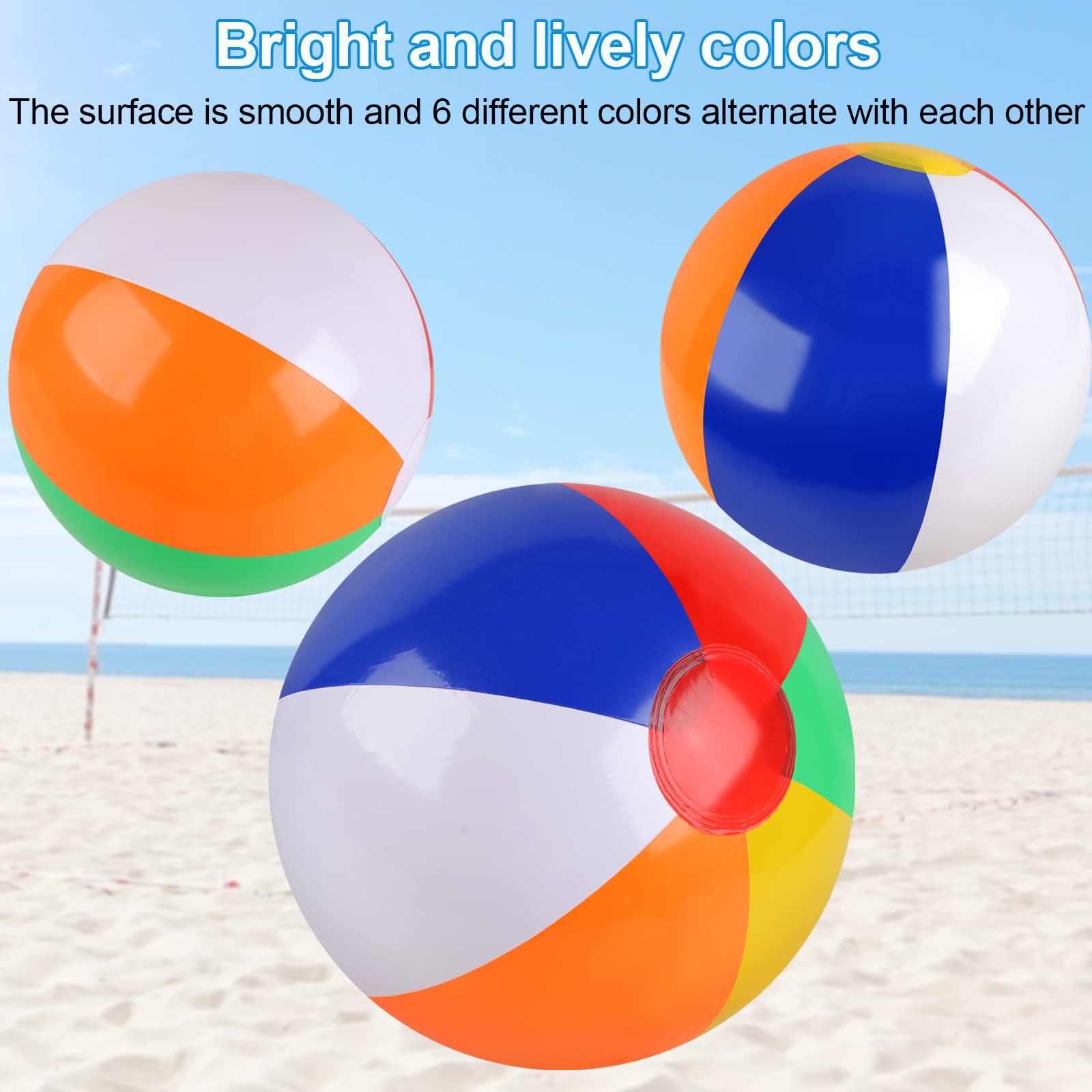 rindion 6 packs beach ball, pvc beach balls bulk, classic rainbow mini beach balls, diameter 10 outdoor sports beach balls for pool p