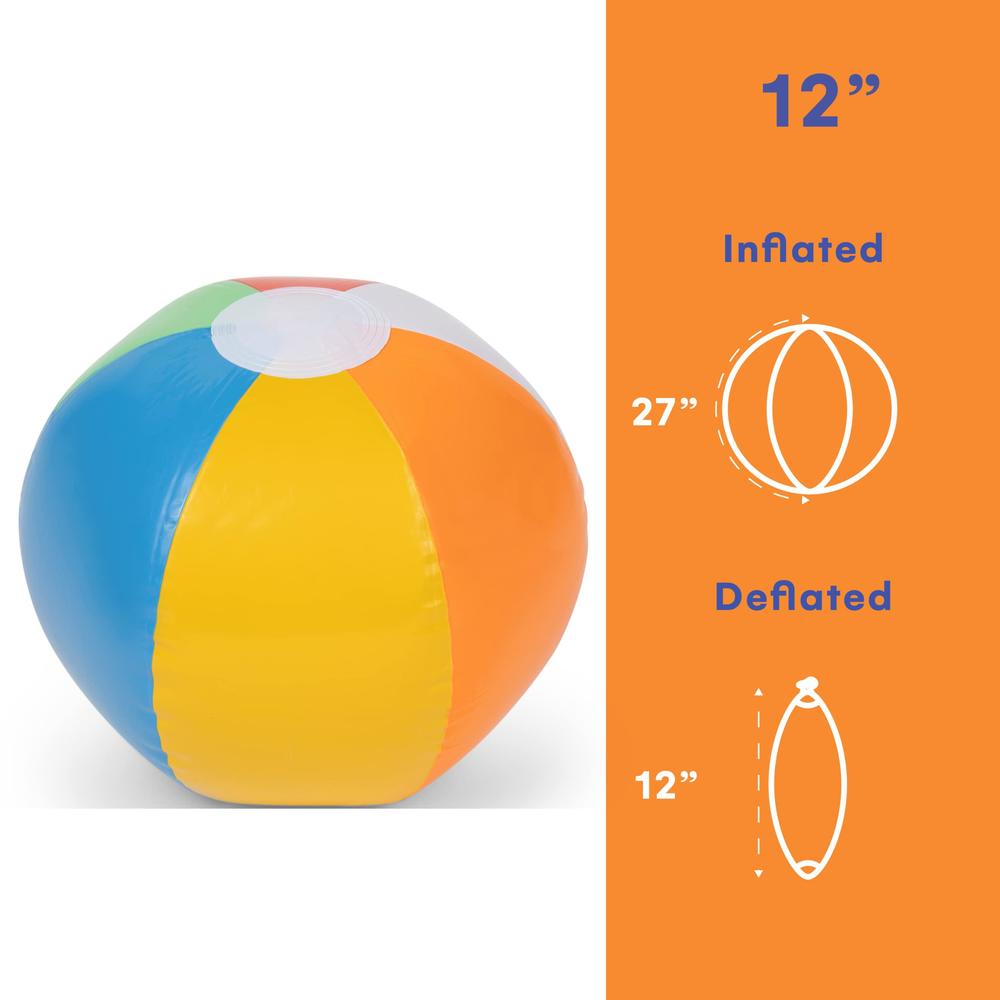 top race large beach balls bulk beach balls - big inflatable beach balls 12 inch for kids, pool, summer beach party favors & 