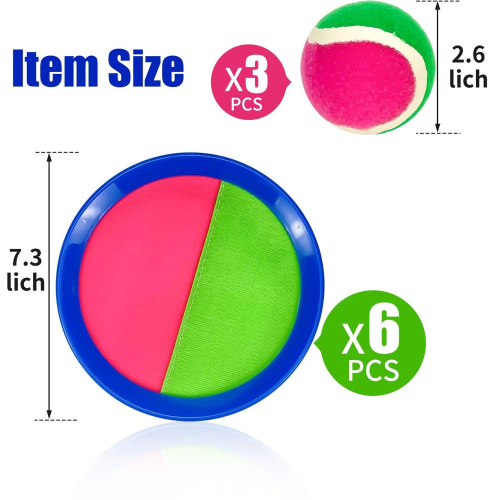 Tailpa toss and catch ball set,catch game toys with 6 paddles and 3 balls,beach toys paddle ball game set,perfect outdoor paddle bal