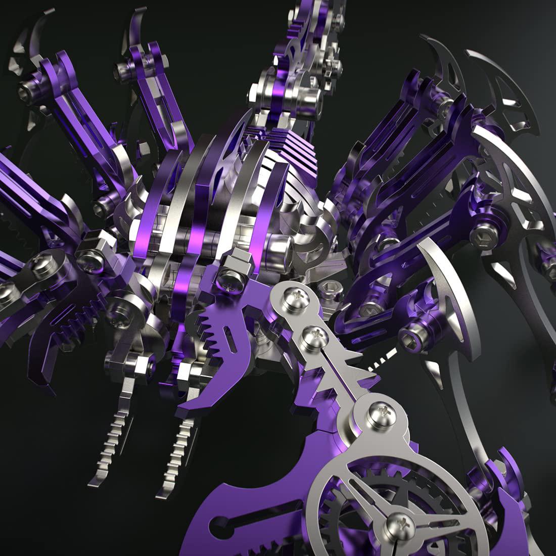 konhaovf purple 3d metal puzzle scorpion for adults, diy 3d metal model kits to build with tool, colorful 3d desktop model ki