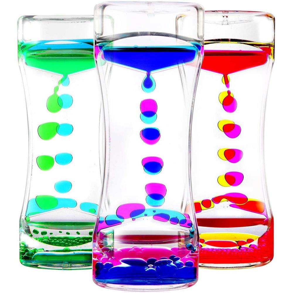 yue motion liquid motion bubbler visual sensory timer, 2 minute liquid timer- new big calming sensory water bubbler toy (set 