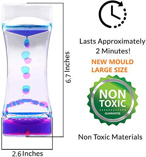 yue motion liquid motion bubbler visual sensory timer, 2 minute liquid timer- new big calming sensory water bubbler toy (set 