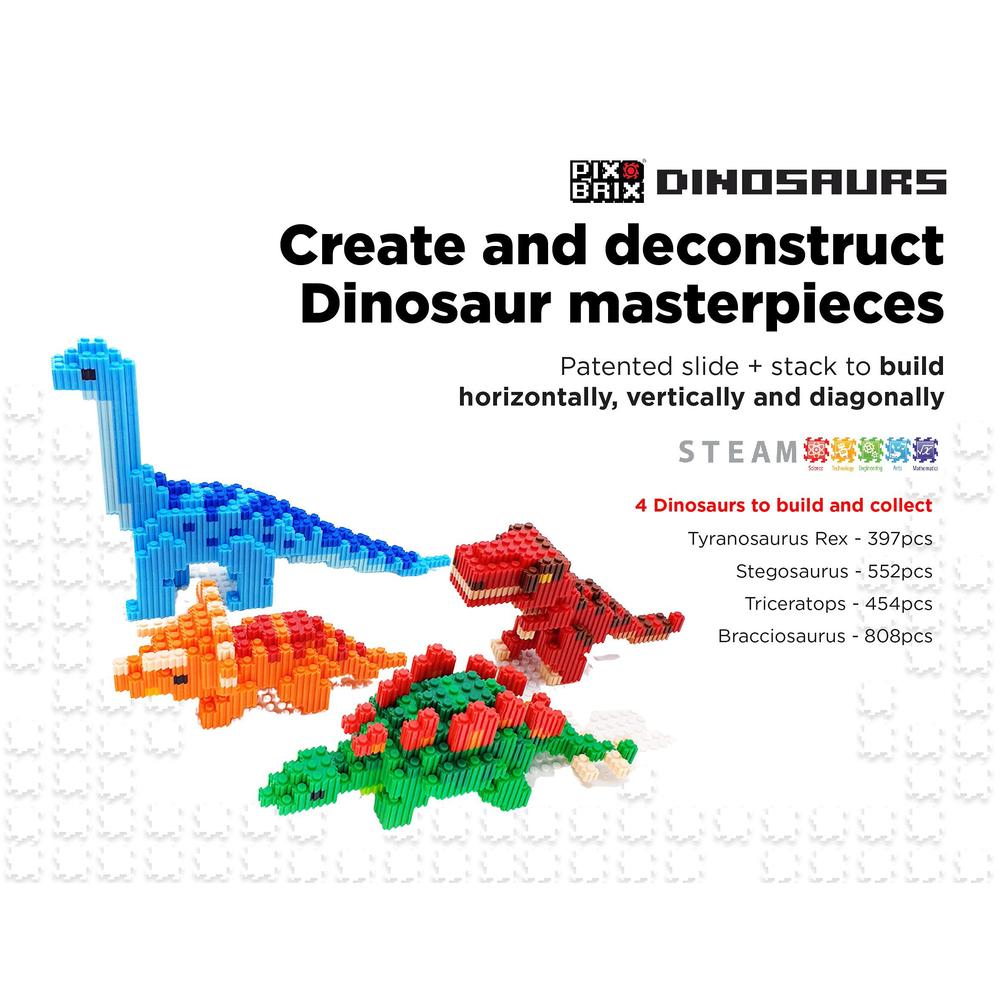 pix brix pixel art puzzle bricks - dinosaur series, t rex - patented ...