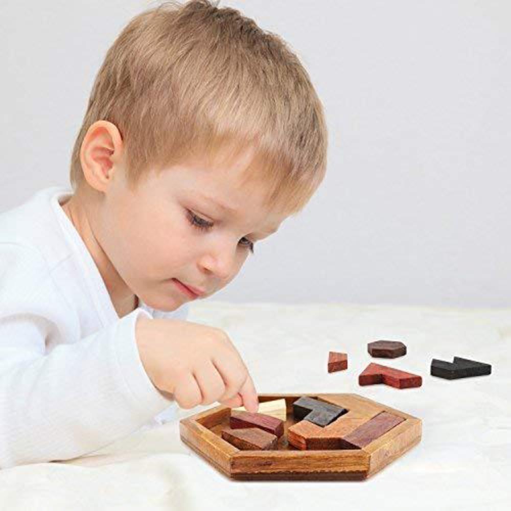 kingzhuo hexagon tangram puzzle wooden puzzle for children and adults challenging puzzles wooden brain teasers puzzle for adu