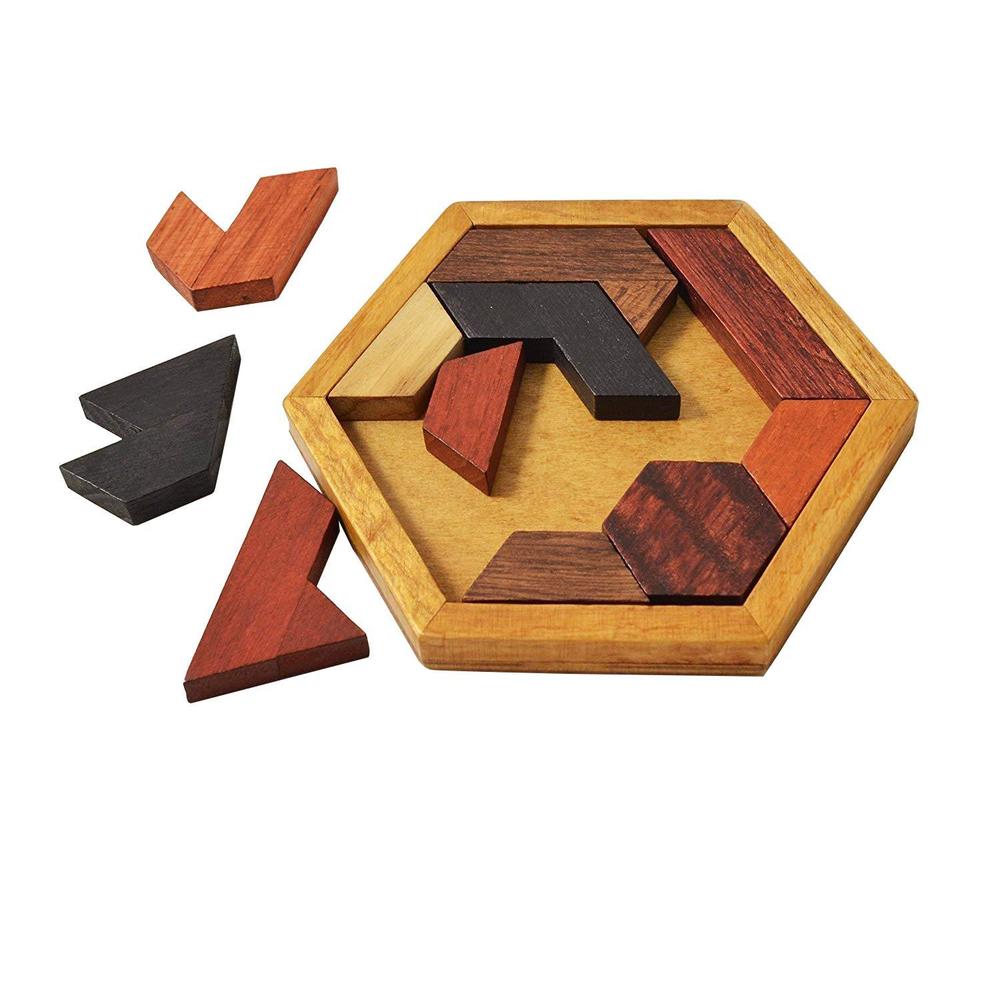 kingzhuo hexagon tangram puzzle wooden puzzle for children and adults challenging puzzles wooden brain teasers puzzle for adu