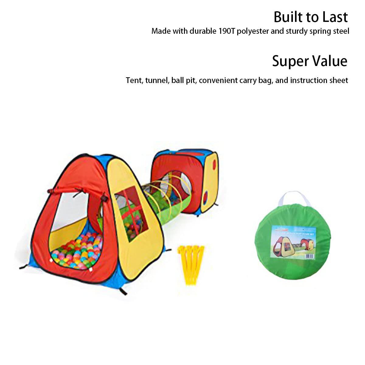 utex 3 in 1 pop up play tent with tunnel, ball pit for kids, boys, girls, babies and toddlers, indoor/outdoor playhouse?yello