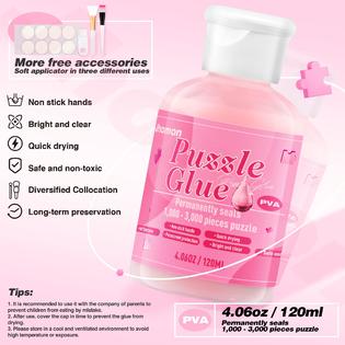 Jhomon puzzle glue clear with brushes 120ml, jigsaw puzzle glue