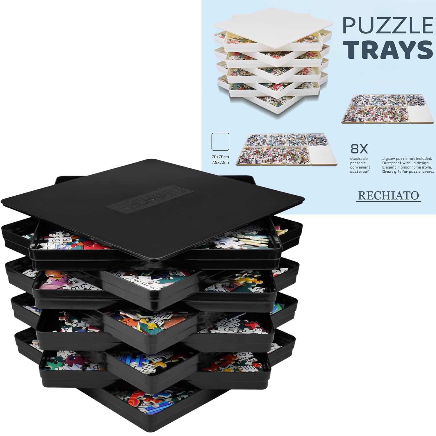 RECHIATO rechiato 8 puzzle sorting trays with lid 8x8 premiunm puzzle trays  gift for puzzles 1000-1500 pieces
