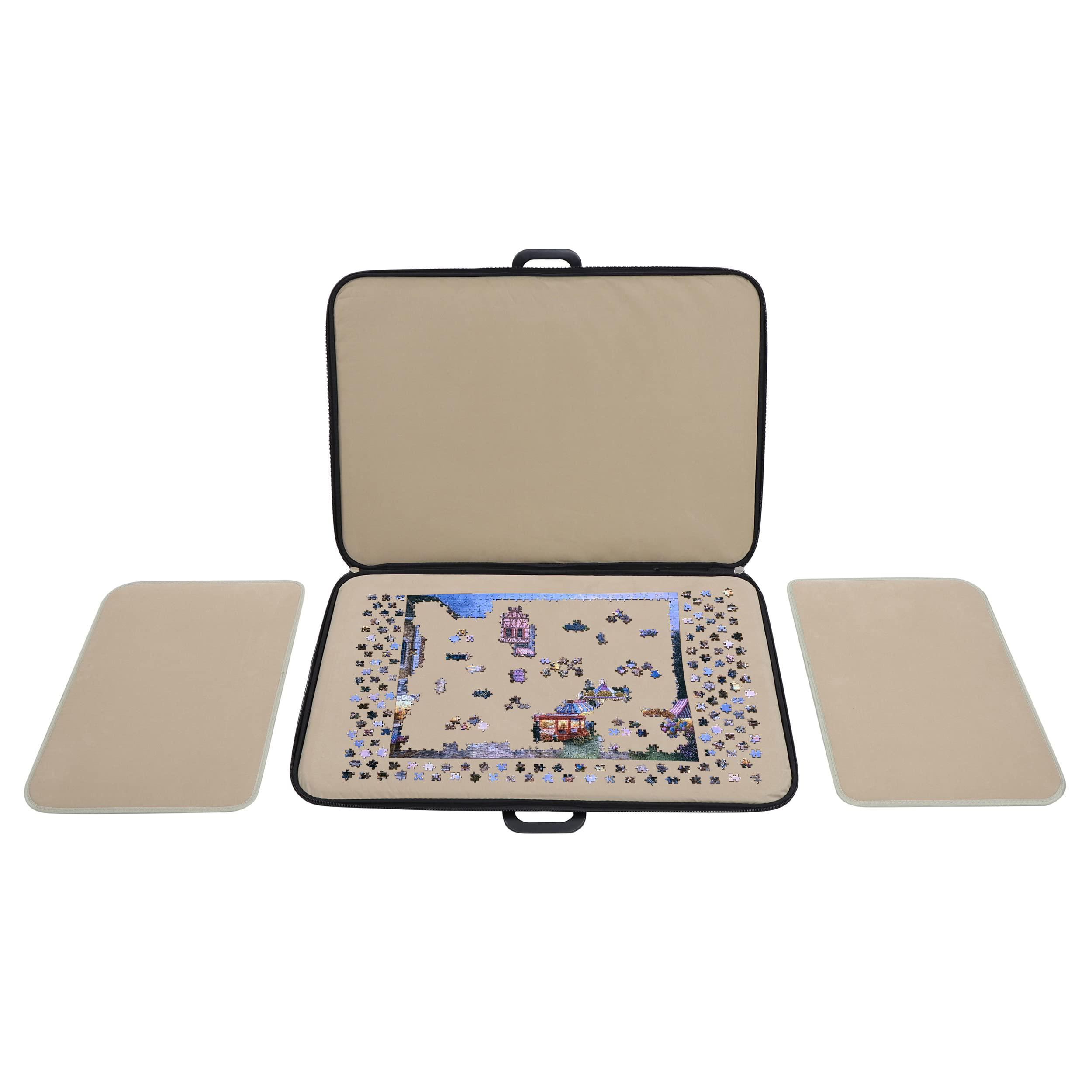 Jigitz jigitz large portable puzzle table - zip-up 1000pc jigsaw puzzle  carry case with puzzle organizer trays and puzzle mat for co