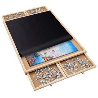 Redipo redipo 1500 pieces wooden jigsaw puzzle board with 4 drawers for  storing puzzles, 26 x 35 large portable jigsaw puzzle table