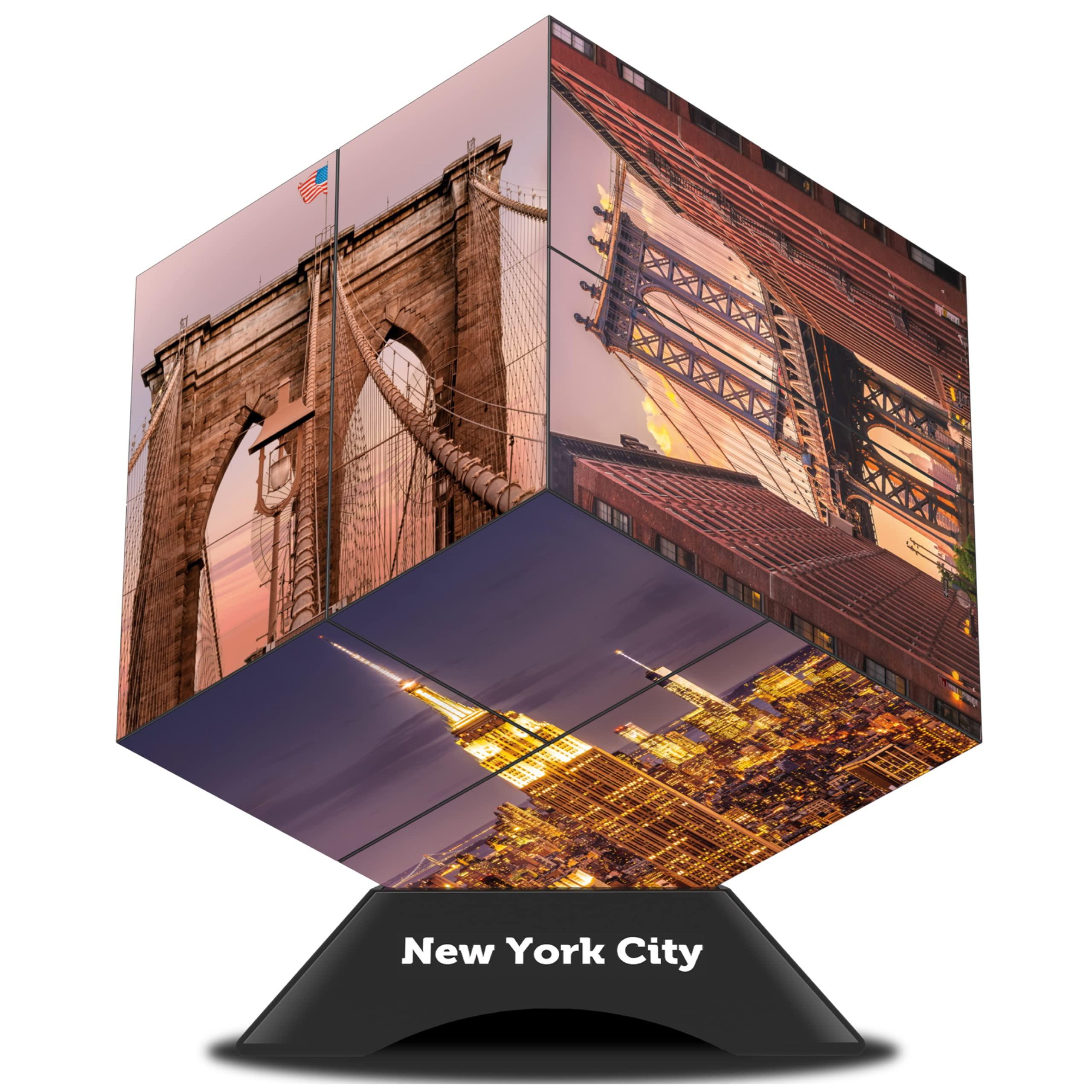 agiftcube new york city gift - folding infinity cube for nyc souvenirs - smart fidget cube with 10 new york photos, holder an
