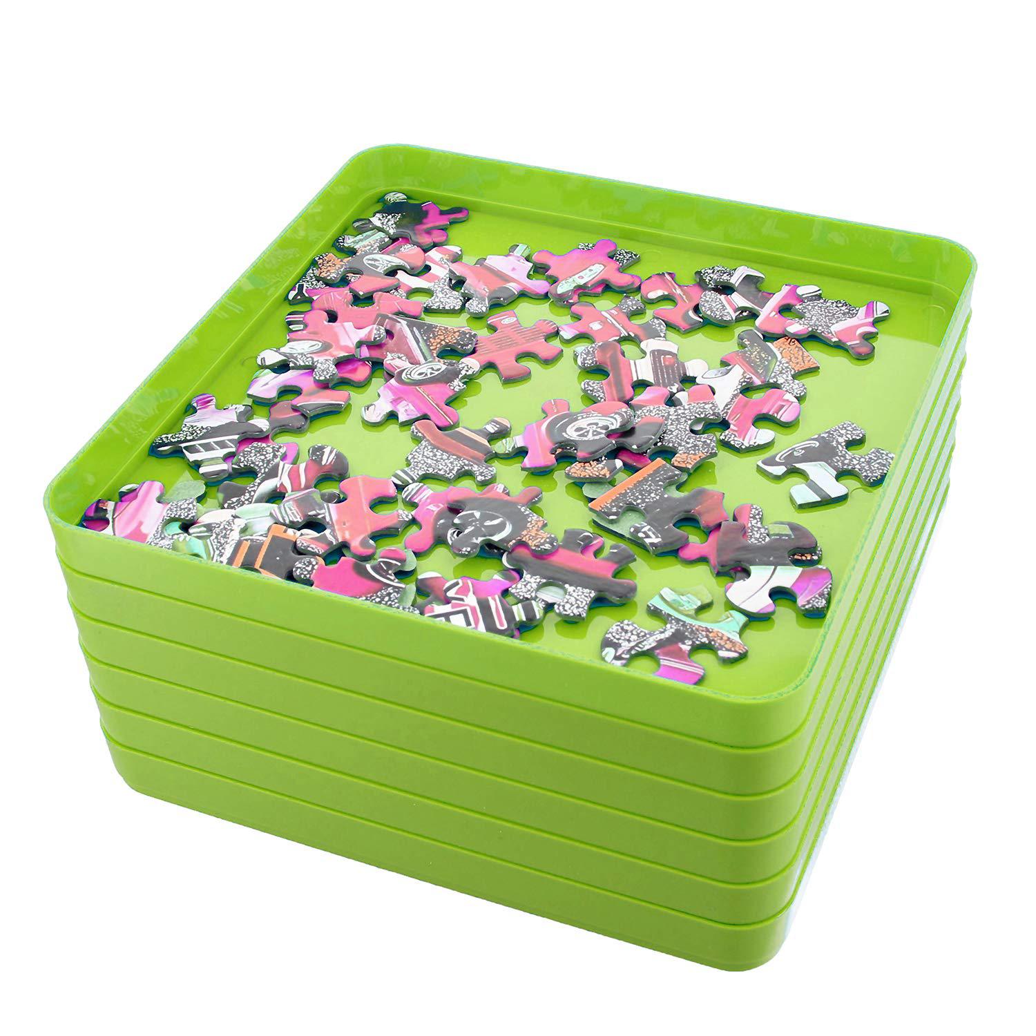 Jigitz jigitz jigsaw puzzle sorter trays in green - 6 pack plastic