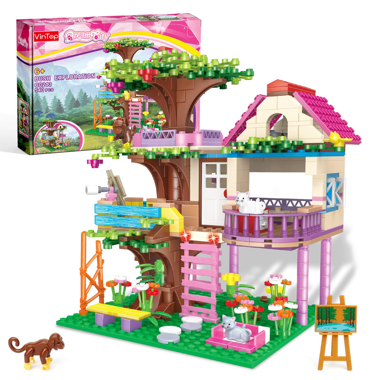 VINTOP vintop tree house stem building toys for girls 6 7 8 9 10 12 years  old, treehouse building sets for girls boys, 540pcs forest