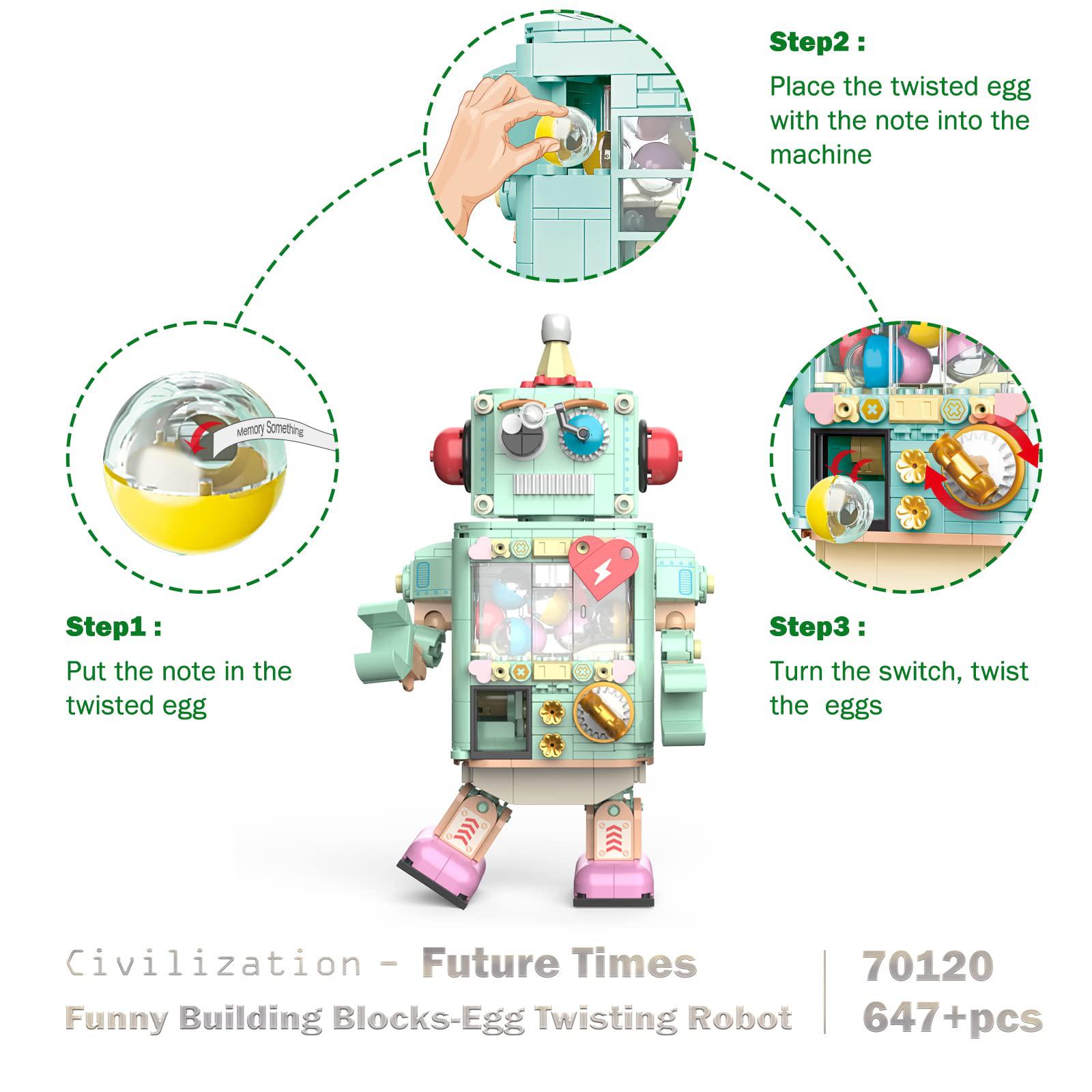 jmbricklayer robot building sets for boys girls adults, funny robot toys with egg twisting game, creative robot building bloc