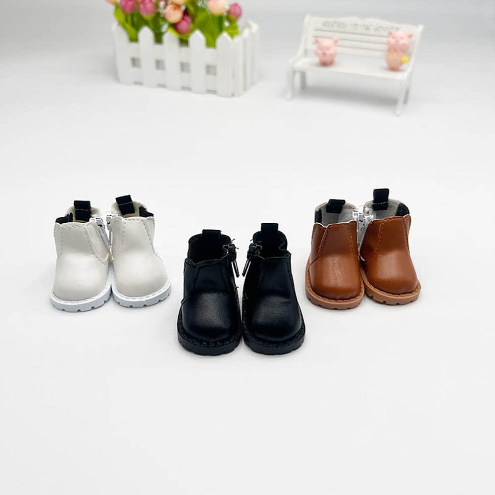 niannyyhouse martin boots leather shoes length 5.5cm suitable for 1/6 bjd 8in 20cm plush doll (black)