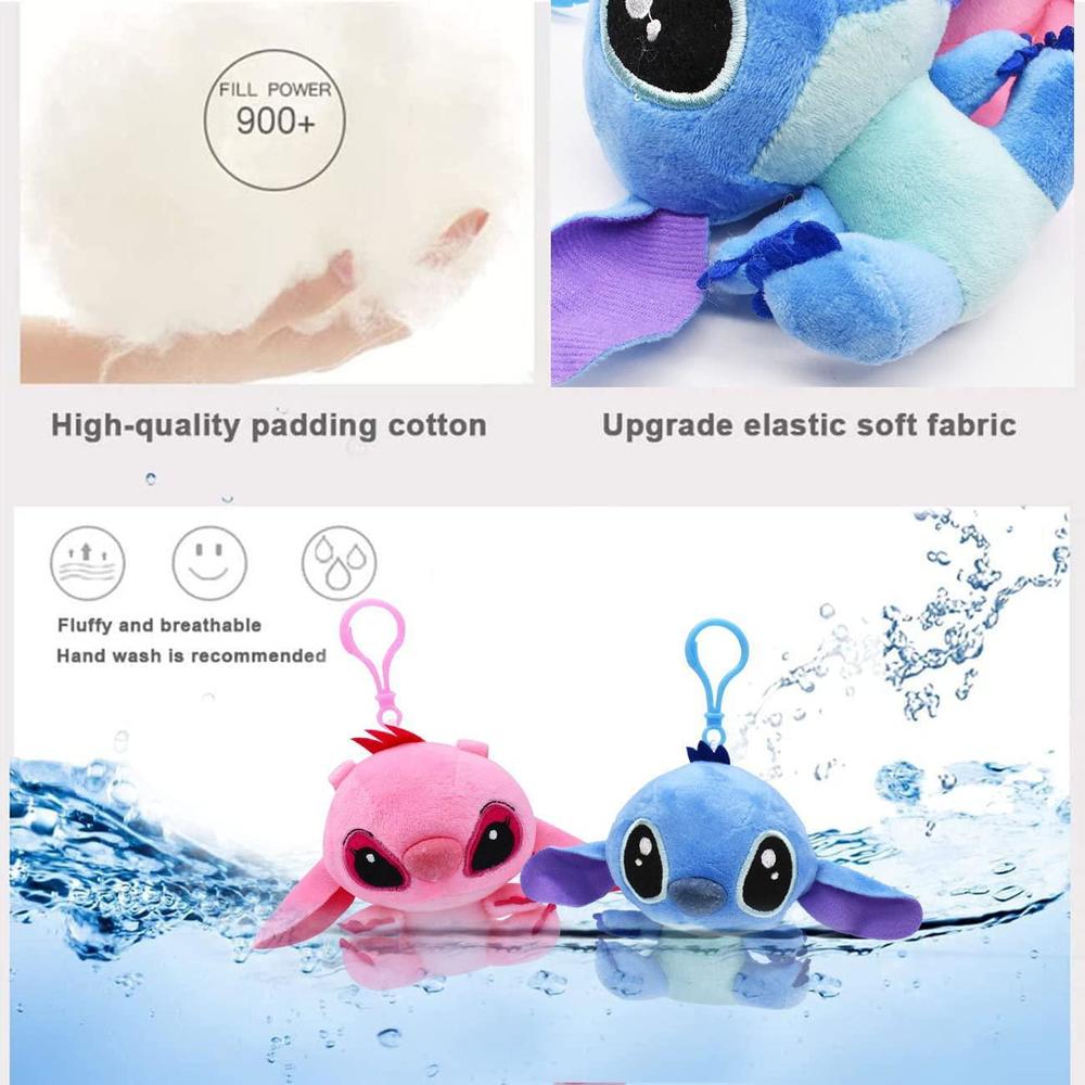 eidanz 2pcs lilo stitch plush toys, 12cm stuffed keychain and bag clip toy,  lilo stitch plush toys, lilo plush set, cute soft