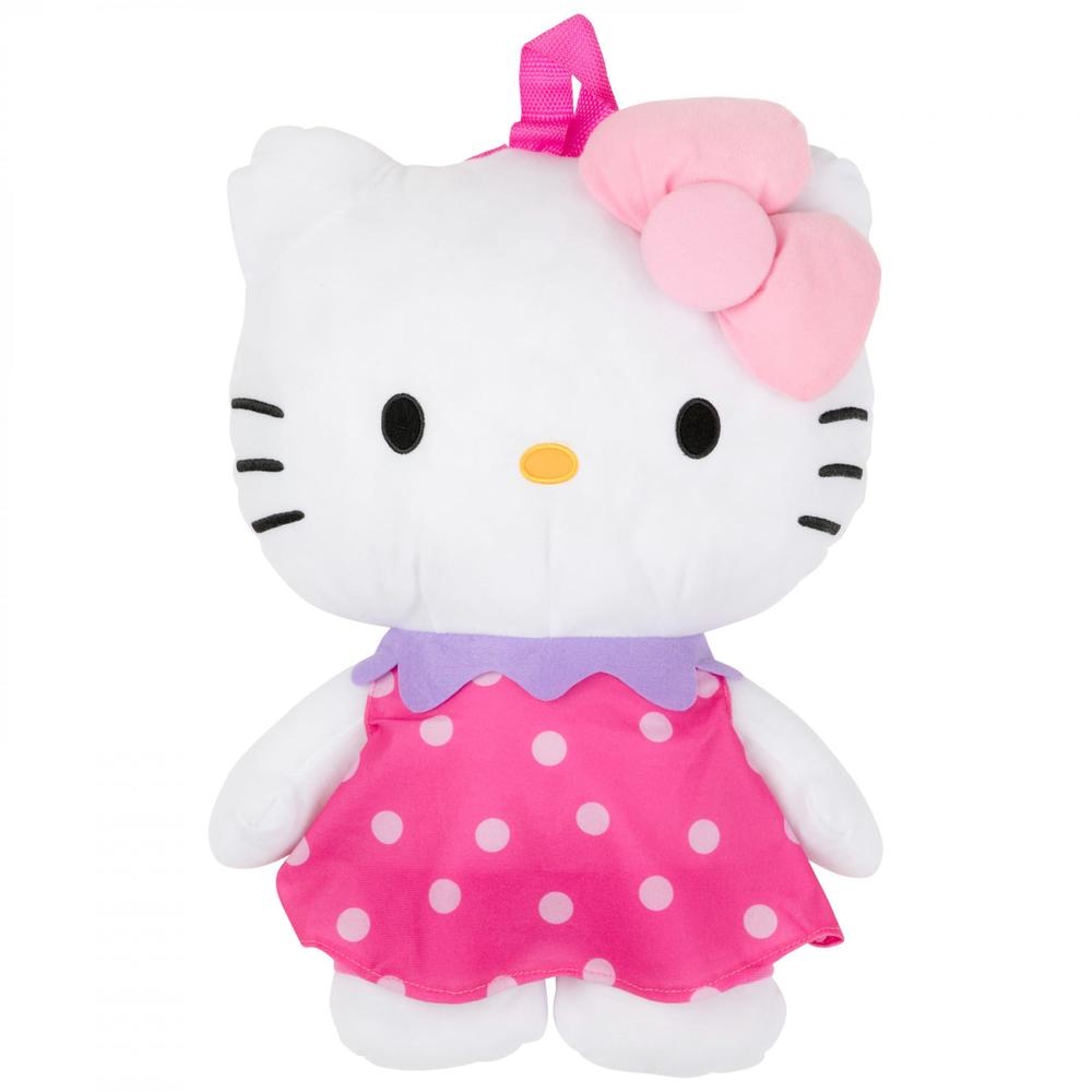 hello kitty plush doll for girls set - bundle with hello kitty plushie with adjustable straps plus hello kitty stickers and m
