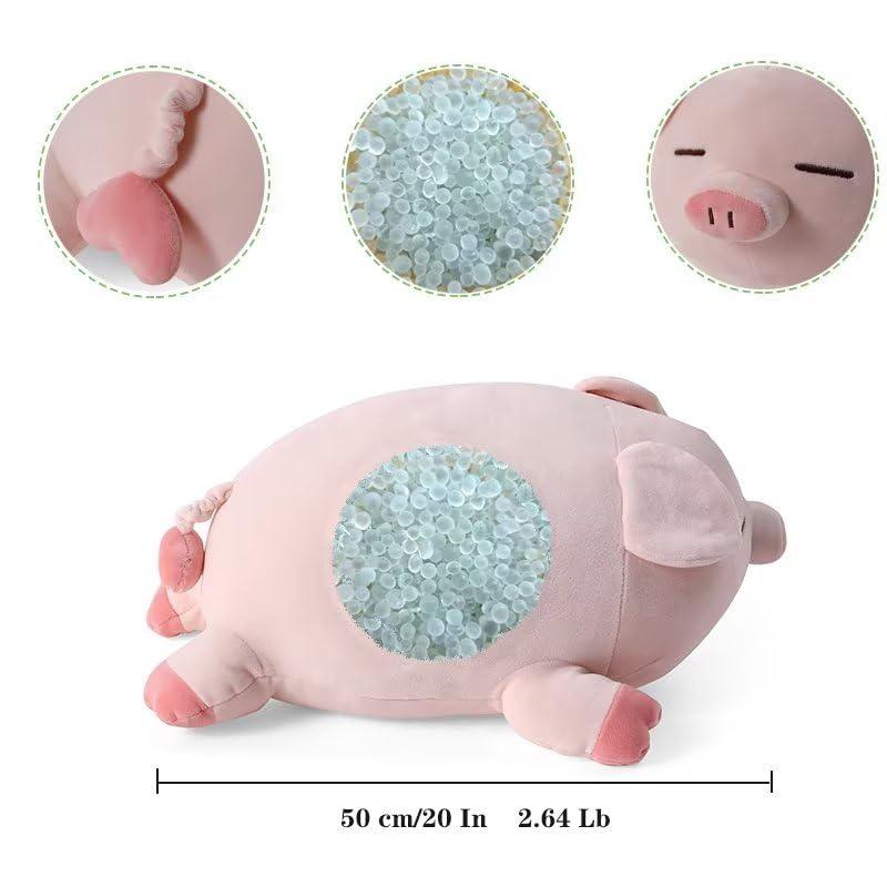 guanmi big pig weighted stuffed animal, pink pig plush pillow soft piggy toy for girls kids birthday christmas, 50cm/ 19.6", 