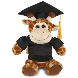 dollibu sitting giraffe graduation plush toy - super soft graduation stuffed animal dress up with gown and cap with tassel ou