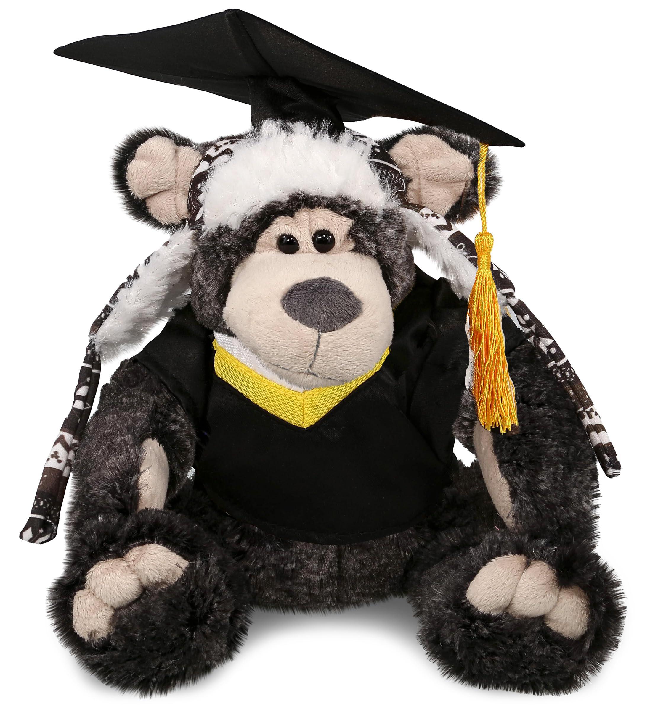dollibu black bear graduation plush toy - super soft plush graduation stuffed animal dress up with gown & cap with tassel out
