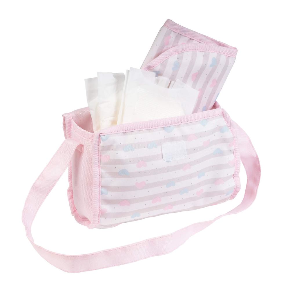 Adora Dolls adora baby doll diaper bag in classic pastel pink, diapers fit 13 inch dolls