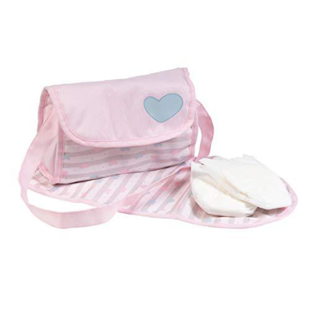 Adora Dolls adora baby doll diaper bag in classic pastel pink, diapers fit 13 inch dolls
