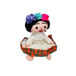 mexart mexican handmade frida maria rag doll with traditional dress 7" | mona de trapo frida con vestido tradicional