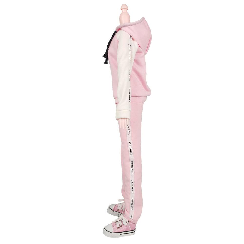 proudoll sportswear fleece hooded zip up sweatshirt hoody dolls clothes joggers canvas shoes set for 1/3 bjd doll 60cm 24inch