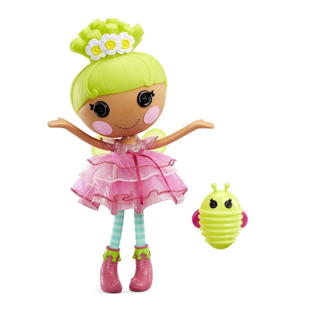 lalaloopsy doll- pix e. flutters & pet firefly, 13" fairy doll with florescent yellow hair, pink outfit & accessories, reusab