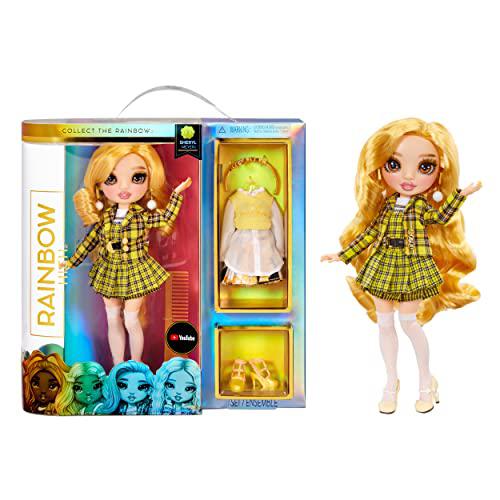 rainbow high series 3 sheryl meyer fashion doll - marigold (yellow) with 2 designer outfits to mix & match with accessories, 